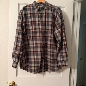 Duluth Trading Company Gray and Brown Plaid Flannel Shirt